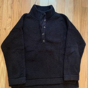 Brown Quarter Button Up Sherpa Fleece Aerie size M